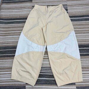 Free People Movement Hi Five Pants Wide Leg Relaxed Fit Zip Front Beige Size L